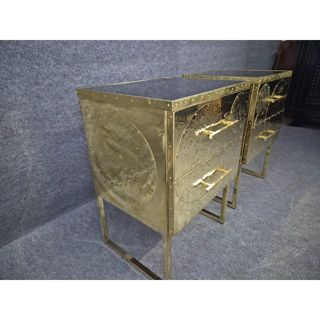 Black Hand-Rhine Brass Nightstands from Justfurnituress SRL, Set of 2 For Sale - Image 8 of 9