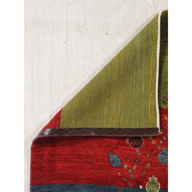 1980s Vintage Hand-Knotted Persian Gabbeh Rug 5'4" X 7'10" For Sale - Image 5 of 6