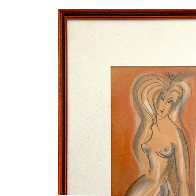 1960s Mid Century Modern Original Signed Pastel & Charcoal Nude Drawing – Sascha Brastoff (1918 - 1993) For Sale - Image 5 of 9