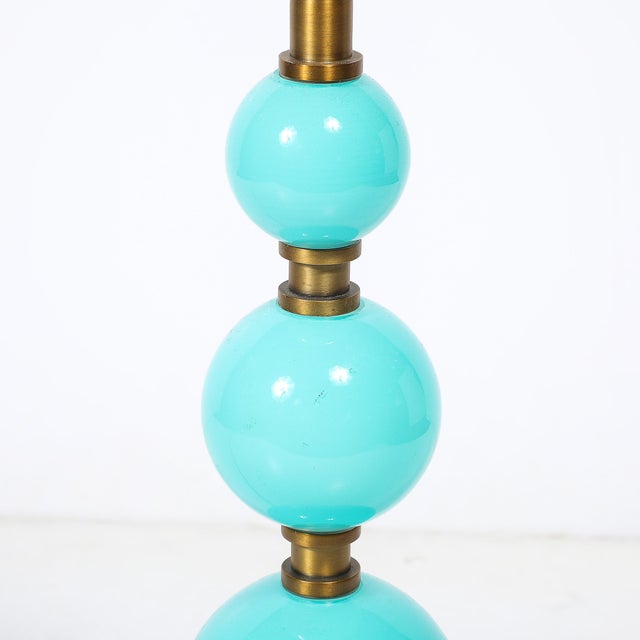 Mid-Century Modernist Hand-Blown Murano Glass Ball Table Lamp in Robins Egg Blue For Sale - Image 10 of 11