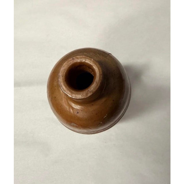 Late 19th Century Antique Salt-Glazed Brown Stoneware Utilitarian Bottle Vase For Sale - Image 4 of 7