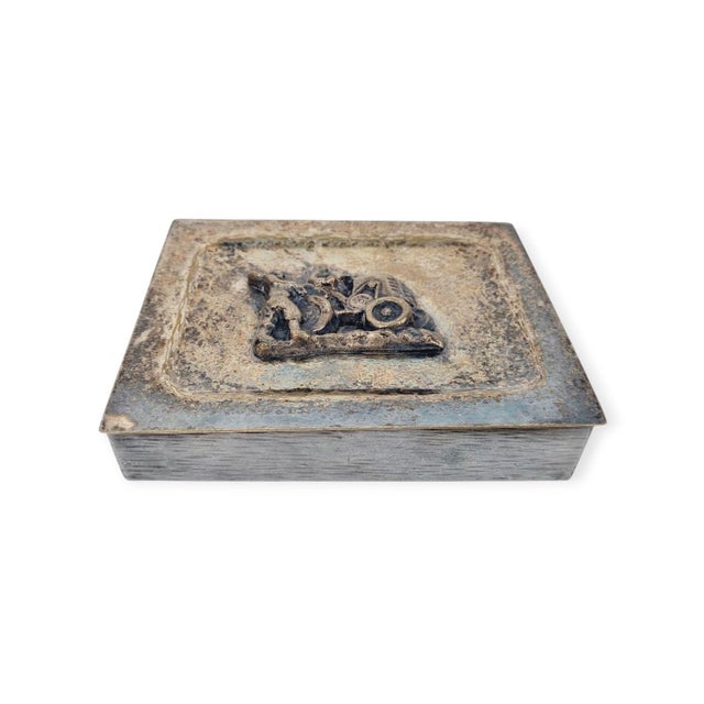 Vintage Silver-Plated Cigarette or Jewelry Box For Sale - Image 4 of 15