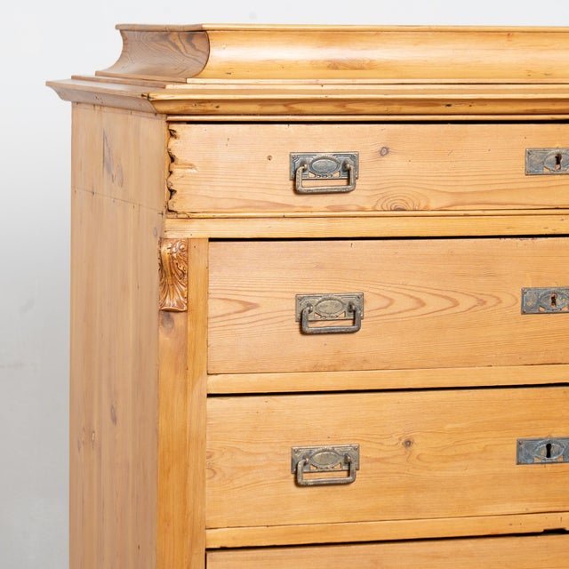 19th-Century Swedish Pine Highboy Chest of Six Drawers For Sale - Image 6 of 11