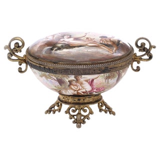 19th Century Austrian Silver & Enamel Lidded Bowl, Vienna, 1870s For Sale