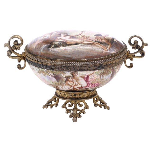 19th Century Austrian Silver & Enamel Lidded Bowl, Vienna, 1870s For Sale