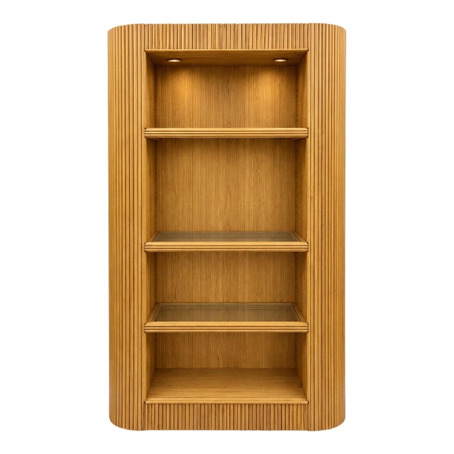 1970s Italian Modern Pencil Bamboo Bookshelf / Display Cabinet For Sale