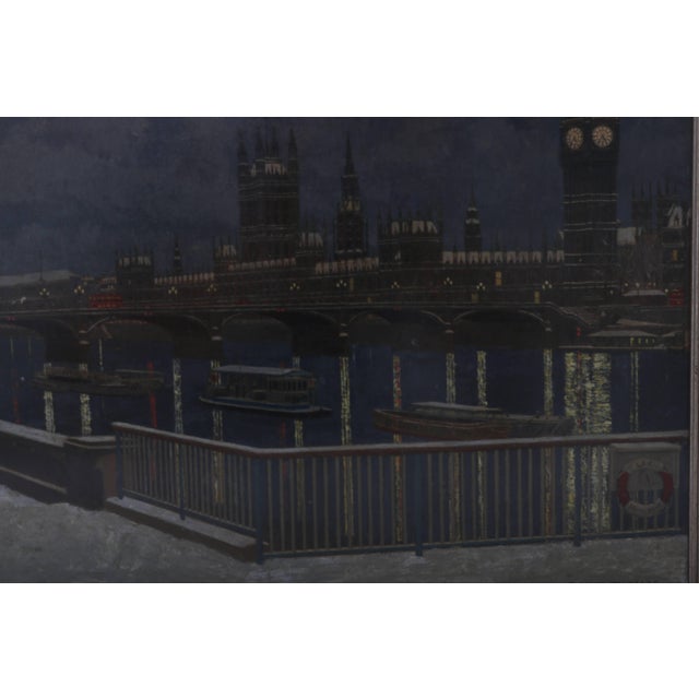 Metal "London Bridge at Night" Acrylic Painting by David Thomas For Sale - Image 7 of 10