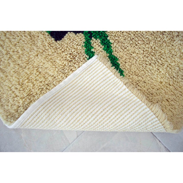 Vintage Hand-Made Shaggy Wool Tulu Turkish Rug Thicker Pile Soft Rug- 5′1″ × 5′3″ For Sale - Image 11 of 13