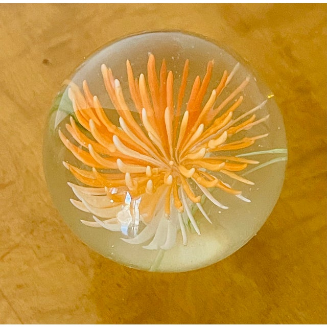 1960s Glass Flower Paperweight Lamp Finisl For Sale - Image 4 of 4