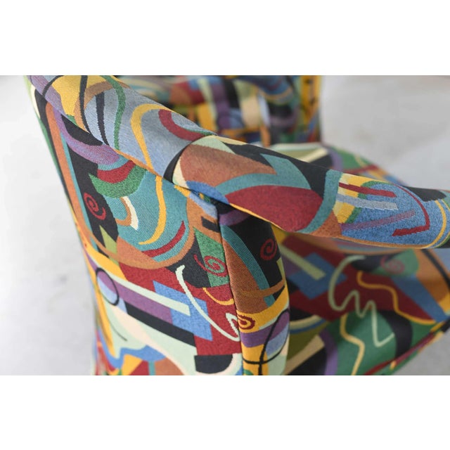 1980s Postmodern Abstract Upholstery Armchairs - Set of 2 For Sale - Image 12 of 12