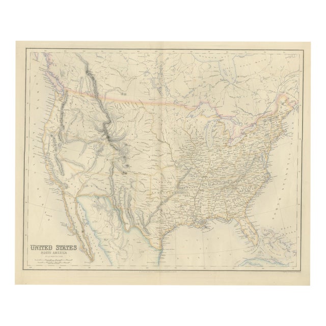 Antique Map of the United States with Oregon Territory, 1860 For Sale