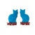 Cat Figurines Pair Blue Porcelain Statue on Rosewood Bases Vintage Oriental Decor For Sale - Image 4 of 6