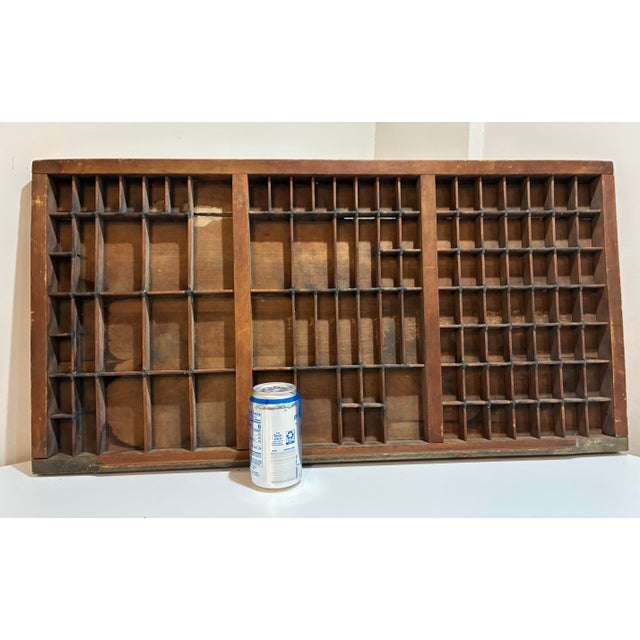 Large Antique Wooden Printer’s Type Case – Letterpress Drawer Wall Display Shelf c.1900 For Sale In Philadelphia - Image 6 of 12