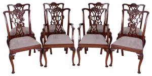 Chippendale Dining Chairs Mahogany, 1920s, Set of 8