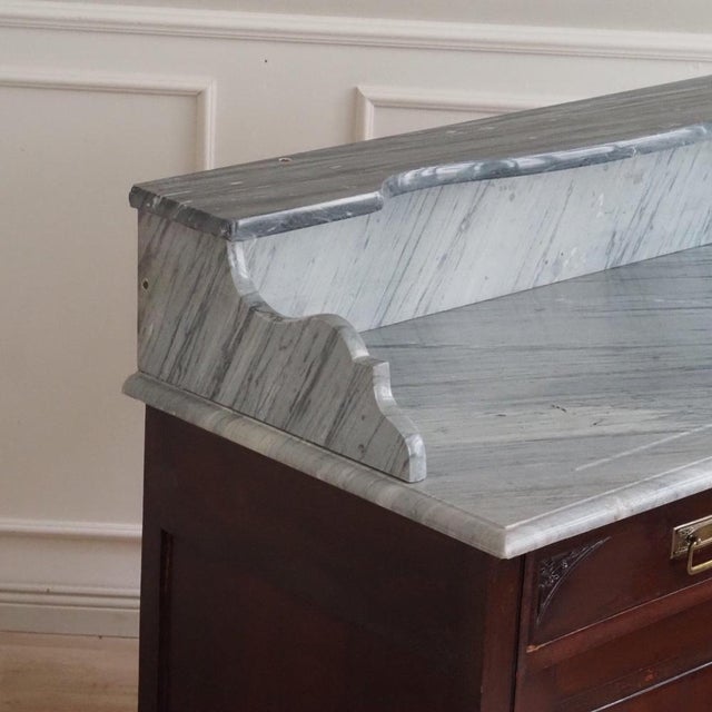 Antique Gründerzeit Sideboard with Grey-White Marble Top, 1900s For Sale - Image 13 of 17