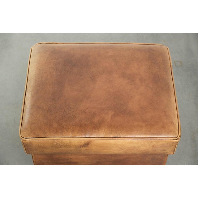 Vintage Cowhide Leather Ottoman For Sale - Image 6 of 10