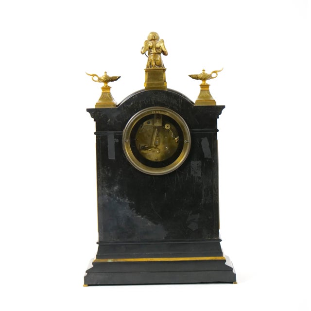 19th Century French Marble & Bronze Figural Mantel Clock Signed by Japy Freres For Sale - Image 12 of 12