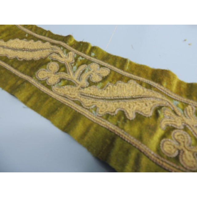 Late 19th Century Antique Acid Green and Gold Embroidered Decorative Trim For Sale - Image 5 of 6