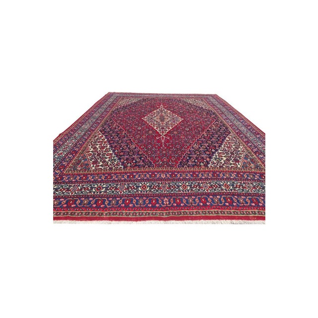 Abstract Authentic Hand Knotted Vintage Hamidoun Wool Area Rug 12.0 X 9.0 Ft For Sale - Image 3 of 10