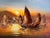 Late 20th Century Stunning Oil Painting on Canvas, Seascape, Sailing Ships at Sunset, Framed For Sale In Jacksonville, FL - Image 6 of 12