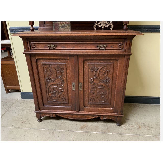 Brown Antique Art Nouveau Buffet, 1900s For Sale - Image 8 of 9