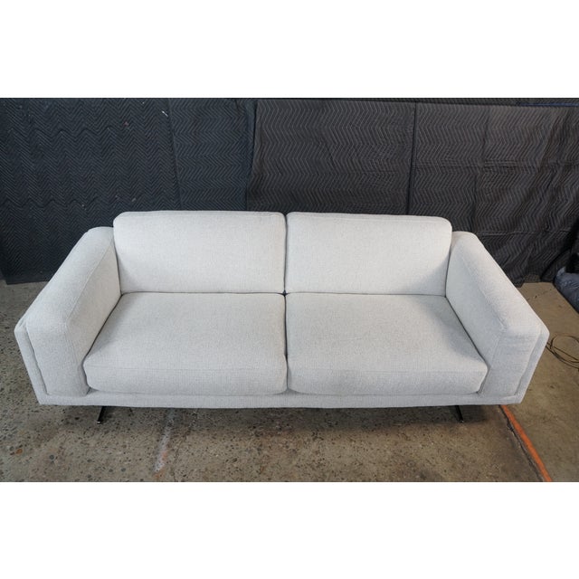 Minimalist Modern Nabu Sofa in Sand Fabric With Geometric Accent Pillows Couch For Sale - Image 4 of 15