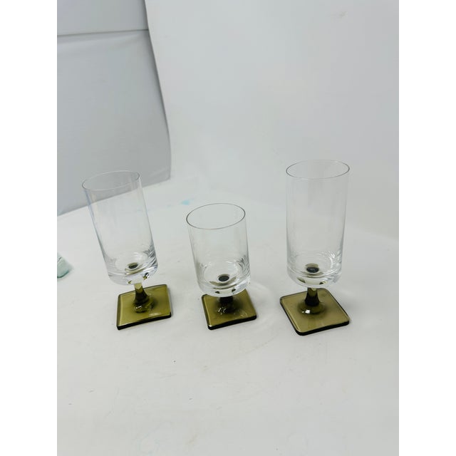 Rosenthal Berlin Linear Smoke Crystal Stemware - Set of 3 - Design by George Butler Jensen For Sale In Tampa - Image 6 of 11