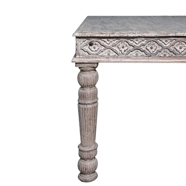 6 Seater Farmhouse Style Distressed White Dining Table