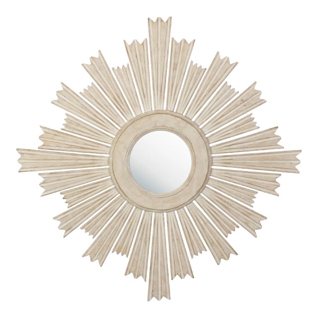 White Painted Sunburst Mirror For Sale