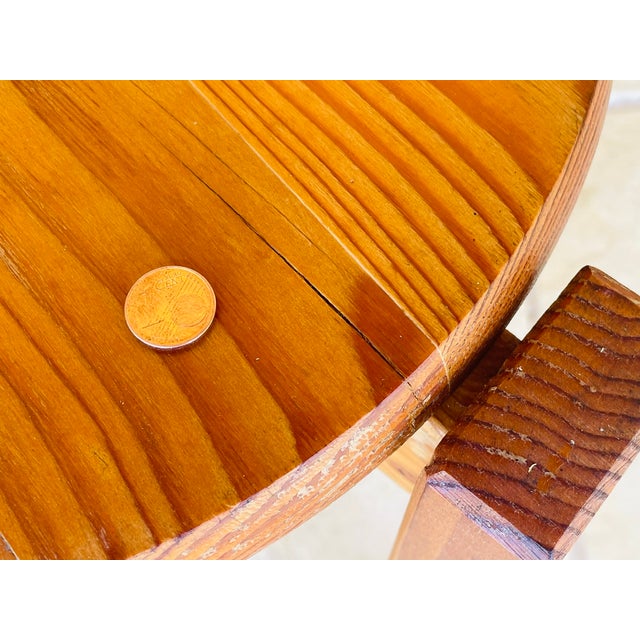 Vintage Fir Wood Stool with Fins, 1970s For Sale - Image 5 of 18