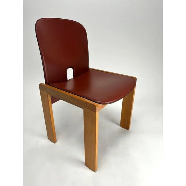 Red Leather 121 Chairs attributed to Tobia Scarpa for Cassina, Italy, 1967, Set of 4 For Sale - Image 6 of 10