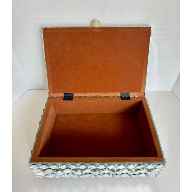 Vintage Mirrored Mosaic Jewelry Box With Geometric Layered Glass Design For Sale In Los Angeles - Image 6 of 11