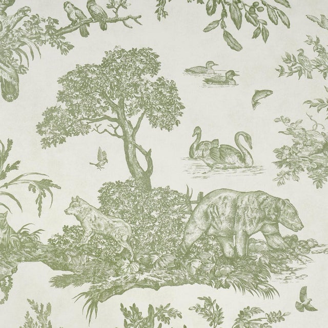 Contemporary SAMPLE - Schumacher Western Toile Wallpaper In Olive For Sale - Image 3 of 7