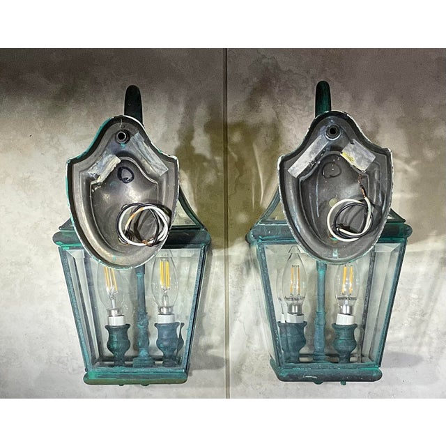 Pair of Vintage Solid Brass Lanterns- 14” H X 7”w X 10”d For Sale - Image 14 of 14