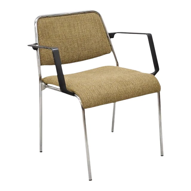 Late 20th Century Vintage Sculpted Chrome Frame Post Mid Century Modern Office Armchair For Sale