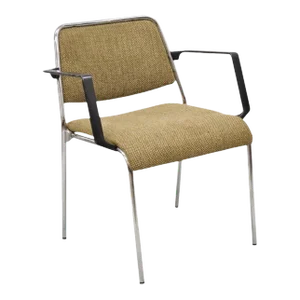 Late 20th Century Vintage Sculpted Chrome Frame Post Mid Century Modern Office Armchair