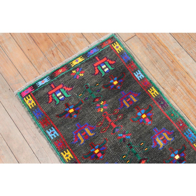Contemporary Vintage Mini Turkish Mat Rug For Sale - Image 3 of 6
