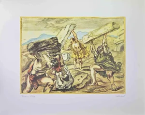 After Giorgio de Chirico, Briareus and the Cyclopes, Vintage Offset Print, 1962