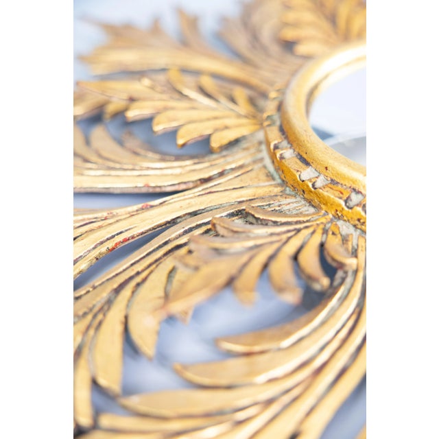 Vintage French Giltwood Sunburst Convex Mirror, 1950s For Sale In Houston - Image 6 of 8