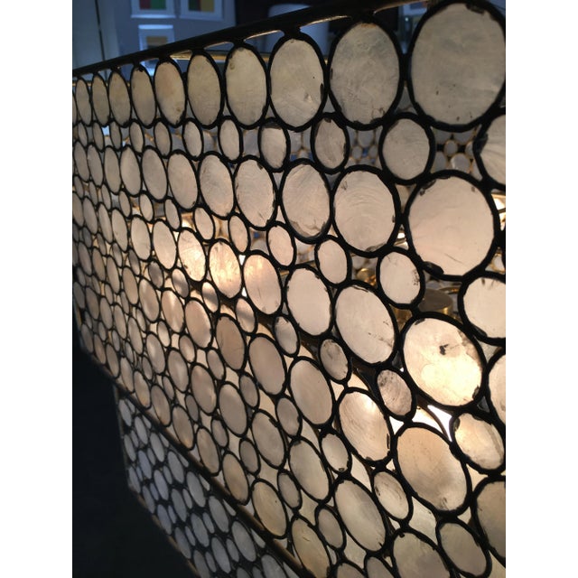 2010s Mid Century Style Double Box Mother-Of-Pearl Hanging Chandelier For Sale - Image 5 of 13