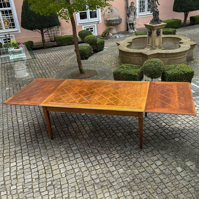 Early 20th Century Extendable Dining Table with Parquet Top For Sale - Image 3 of 11