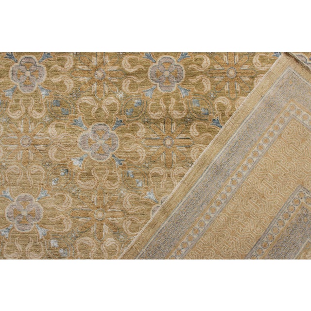 Blue Rug & Kilim’s Transitional Style Rug in Blue, Beige-Brown Floral Pattern For Sale - Image 8 of 8