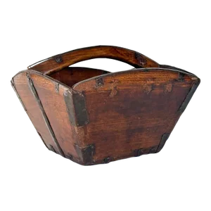 Antique Chinese Elm Wood Rice Bucket