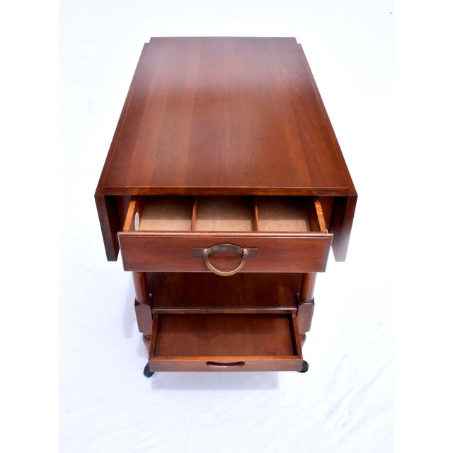 Mid-Century Modern Mid-Century Modern Bar Cart by John Stuart, Cherry & Brass, 1960s For Sale - Image 3 of 12