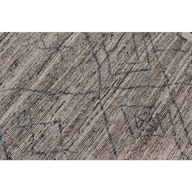 Modern Moroccan Rug by Keivan Woven Arts in Cream and Blue For Sale - Image 11 of 11