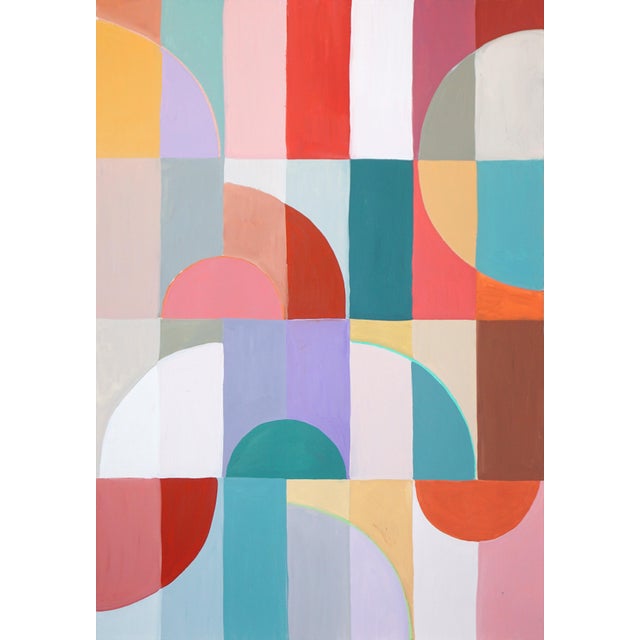 2026, Original Bauhaus Painting, Art Deco Gem Maze, Acrylic Paint on Watercolor Paper by Natalia Roman - Set of 3 For Sale In Miami - Image 6 of 11