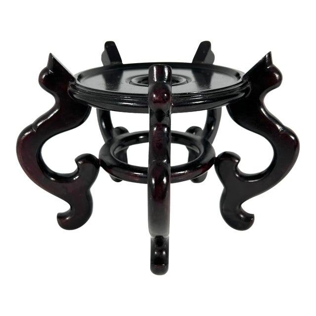Vintage Chinese Dark Ebony Brown Rosewood Display Stand or Pedestal 5” For Sale