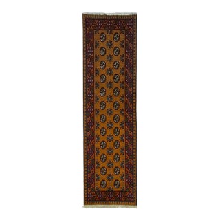 Terracotta Turkmen-Style Geometric Gul Runner Rug, 2'7" X 9'3" For Sale