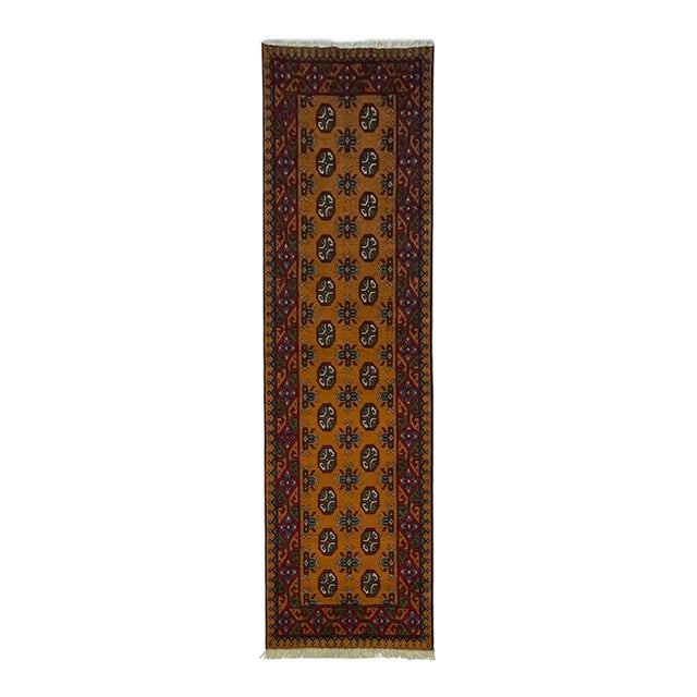 Terracotta Turkmen-Style Geometric Gul Runner Rug, 2'7" X 9'3" For Sale