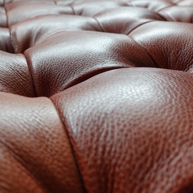 Early 21st Century Large Custom Made Tufted Leather Ottoman For Sale - Image 5 of 5